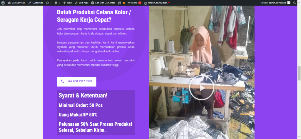 Produksi celana pendek Indonesia